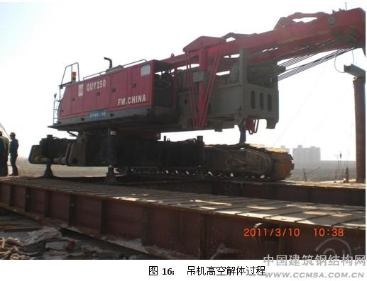 鄭州東站站房鋼結(jié)構(gòu)施工 吊機(jī)高空解體過(guò)程 \