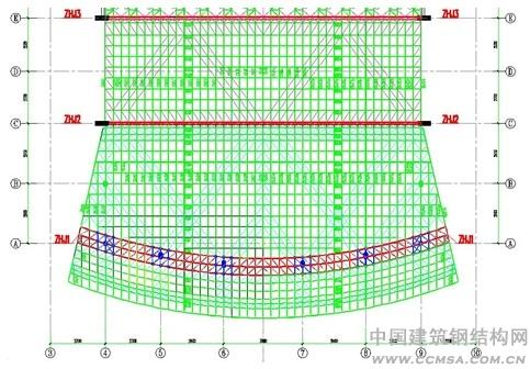 雙向不等高正交鋼管桁架分塊整體提升施工 \